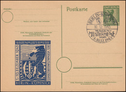 Postkarte P 1 Berliner Bär SSt BERLIN-KÖPENICK Warenmustermesse 10.12.1945 - Usados