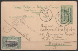 EP CP Village Watuzi 5c Vert Surch. "Est Africain Allemand / Occupation Belge" + N°64 De BUTA (13-12-18) Càd ABA /6 JANV - Enteros Postales