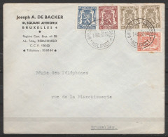 L. Affr. N°712+419+426+420x2 Càd "BRUXELLES-BRUSSEL /14-10-1950 / HELIPOST 1" Pour BRUXELLES - 1935-1949 Kleines Staatssiegel