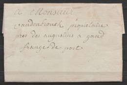 L. Datée 29 Termidor (An VI ?) De RENAIX Pour GAND - Man. "Franges De Port" ?! (franche De Port) - 1794-1814 (Periodo Frances)