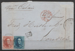 LSC Affr. N°10+11 Càd RUYSBROEK /18 NOV 1861 Pour LONDRES Via Calais - [PD] & Càd LONDON /NO 20/1861 (au Dos: Passage "A - 1858-1862 Medallions (9/12)