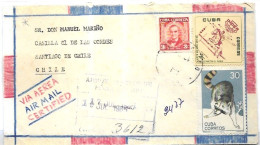 Cuba Registered Letter From Pinar Del Rio To Chile 1965 With Racoon And Hors Jumping Stamps - Gebruikt