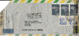 Brazil R-letter With High Value Stamps EXAMINED May 1945 Sao Paolo To Orlando Cancels On Back - Storia Postale
