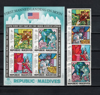 Maldives 1969 Space Apollo 11 Moonlanding Set Of 4 + S/s MNH - Asia