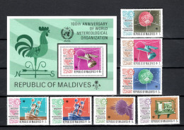 Maldives 1973 Space Meteorology Set Of 7 + S/s MNH - Asia