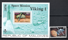 Maldives 1976 Space Viking Stamp + S/s MNH - Asia