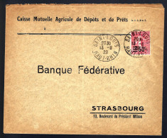 EN PROVENANCE DE SAINT-LOUIS - 1929 - TIMBRE SEMEUSE SURCHARGÉE - POUR STRASBOURG - Autres & Non Classés