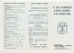 Dépliant 3 Volets Programme Et Tarif Des Billets Des Xèmes Jeux Olympiques D'Hiver De GRENOBLE 1968  Olympic Games 68 - Otros & Sin Clasificación