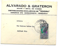 Venezuela 1938 Valencia To Ashland Ohio Cocoa Advertising Cancel - Venezuela