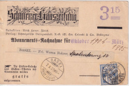 NN Karte  "Schweizer Hauszeitung, Bellinzona" - Basel        1904 - Covers & Documents