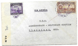 Venezuela 1941 CENSORED EXAMINED Airmail Pueblo Nuevo To Cleveland Ohio USA - Venezuela