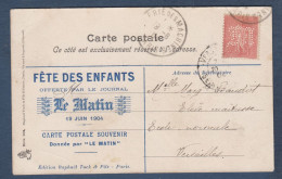 10c Semeuse Perforé M  Sur Carte Du Journal " Le Matin " ( Rare Ayant Voyagé ) - Covers & Documents