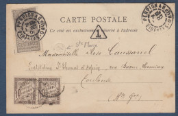 Carte Affranchie Avec Timbre Fiscal Taxée à 20 C - Lettres & Documents