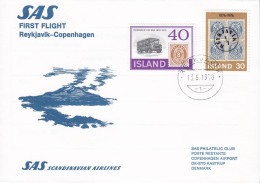 Iceland SAS First Flight REYKJAVIK - COPENHAGEN 1978 Cover Brief Lettre Stamp On Stamp Bus Omnibus Stamp - Poste Aérienne