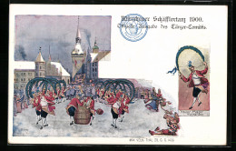 Künstler-AK München, Schäfflertanz 1900, Männer In Kostümen Mit Kränzen Beim Tanz  - Tanz