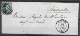 OBP11A (variëteit) Op Brief Uit 1861 Verzonden Vanuit Eecloo (P37 8B) Naar Audenaerde, Met Vertrek- En Aankomstststempel - 1858-1862 Medaglioni (9/12)