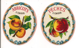 Etiquettes Anciennes Abricots Et Pêches - Imprimeur Jouneau - - Alcoholes Y Licores