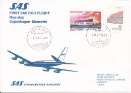 Denmark First SAS DC-8 Non-Stop Flight COPENHAGEN - MONROVIA Liberia 1977 Cover Brief Lettre Nordic Norden (Cz. Slania) - Brieven En Documenten