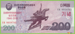 Voyo KOREA NORTH 200 Won 2018 PCSWB21 B360.2 ㄷㅁ UNC Commemorative - Corea Del Nord