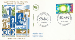 Enveloppe 1er Jour FDC N°2996 Cinquantenaire De EDF-GDF - Toulouse - 06/04/1996 - 1990-1999