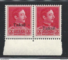 1936 ALBANIA - Squiperia, Tasse N° 34A/34B Coppia Due Tipi Di Sovrastampa MNH/* - Albanien