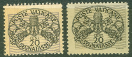 Vatican   Michel  8x I  Et II  Ou  Sassone  8 Et 14  * *  TB  Burelage Fin Et Large Papier Gris  - Postage Due