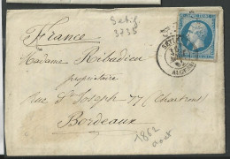 Algérie , Sétif , Cachet Type 15 Sur Timbre N° 14 Du 14 Août 1862 - Other & Unclassified