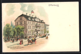Lithographie Offenburg, Bahnhof-Hotel Offenburg, Bes. L. Ketterer  - Offenburg