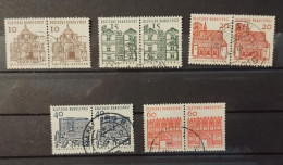GERMANY BRD - 1964 - Bogenmarken Bauten Mi 454, 455, 456, 457, 459 - Waagrechte Paare - Used - Used Stamps