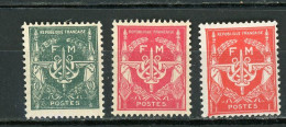 FRANCE -  FM  VERT & ROUGE   - N° Yvert  11 + 12  + 12a** - Militaire Zegels