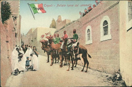 LIBIA / LIBYA - TRIPOLI - POLIZIA TURCA SUI CAMMELLI / TURKISH POLICE ON CAMELS - 1910s (12449) - Libia