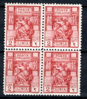 LIBYA 1926/29; Sibylle Libyenne , Nichel-N° 52 C En Bloc De 4 TP's Dentelé 11; MNH, Neuf ** - Libia