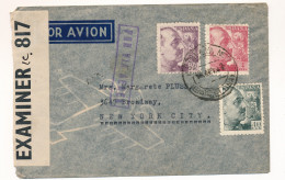COVER 1942  OPENED BY EXAMINER  POR AVION  TO NEW YORK  CITY             VOIR IMAGES - Storia Postale