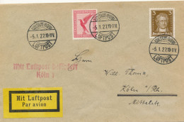 BF0704 / KARLSRUHE / LUFTPOST  -  5.1.27  ,  Nach Köln  -  Michel  379  ,  385 - Airmail & Zeppelin