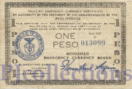 PHILIPPINES 1 PESO 1945 PICK S535 VF EMERGENCY BANKNOTE - Filippine