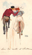 Illustrateur Raphaël KIRCHNER - Couple échangeant Un Baiser à Bicyclette - Précurseur Voyagé 190? (2 Scans) - Kirchner, Raphael