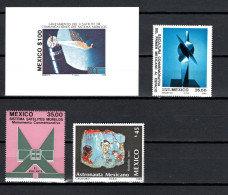 Mexico 1985 Space, Satellite Morelos I, Set Of 3 + S/s MNH - America Del Nord