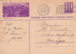 1939 Svizzera Intero Postale Figurato  AUTOBUS  FURKAPASS Annullo Meccanico - Covers & Documents