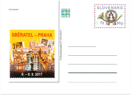 CDV 271 Slovakia Sberatel Sammler Collector 2017 Dancing House St Vitus Cathedral Stamps On Stamps - Philatelic Exhibitions