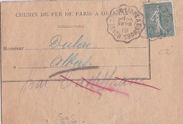 1919--courrier Destiné à ALBAS-46, Type Semeuse Lignée,beau Cachet Convoyeur "MONSEMPRON-LIBOS à CAHORS"-23 Fevr 19 - 1877-1920: Semi-Moderne