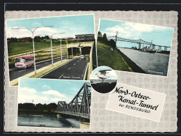 AK Rendsburg, Nord-Ostsee-Kanal-Tunnel, Kanal-Tunnel, Frühere Strassendrehbrücke, Hochbrücke  - Rendsburg