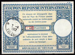 VIETNAM / VIET-NAM  Lo17  Handstamp  7 / 6,50 PIASTRES  International Reply Coupon Reponse IRC IAS  SAIGON 07.06.62 - Vietnam