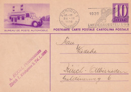 1938 Svizzera Intero Postale Figurato  BUREAU DE POSTE AUTOMOBILE - Covers & Documents