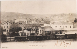 CPA  38 -- SAINT MARCELIN  -  VUE GENERALE AVEC TRAIN EN PREMIERR PLAN - Saint-Marcellin