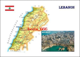 Lebanon Country Map New Postcard * Carte Geographique * Landkarte - Libano