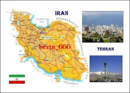 Iran Country Map New Postcard * Carte Geographique * Landkarte - Iran