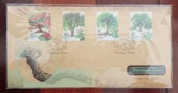 Singapore 2002 FDC Trees Plants Plant Flora Flowers Flower Nature Ceiba Pentandra Fagraea Fragrans Stamps - Singapore (1959-...)