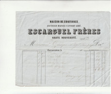 11-Escarguel Frères....Haute Nouveauté....Carcassonne (Aude)..1859 - Vestiario & Tessile