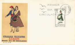 ESPAÑA SPD FDC TRAJE TIPICO TEXTIL FASHION LERIDA - Textiles