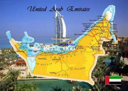 United Arab Emirates Country Map New Postcard * Carte Geographique * Landkarte - United Arab Emirates